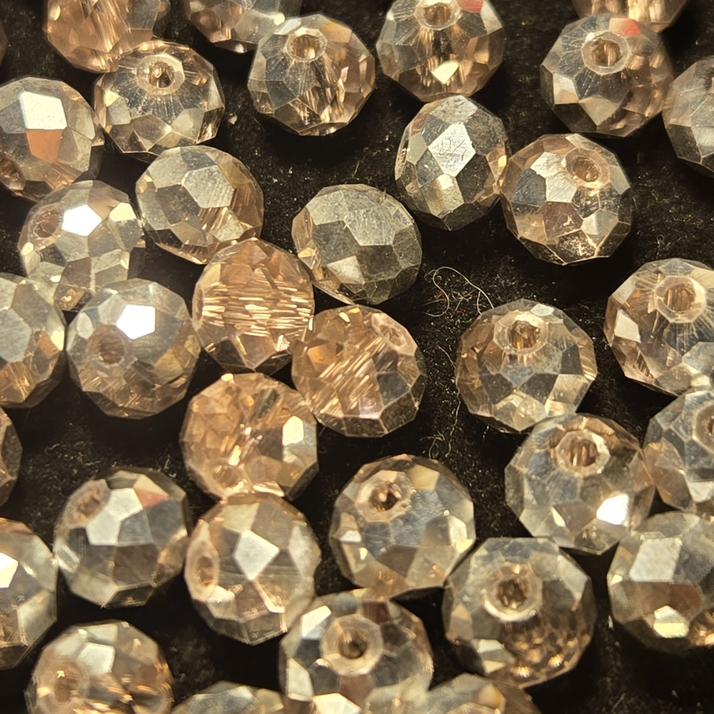Silvery, Sparkling Faceted Crystal Beads